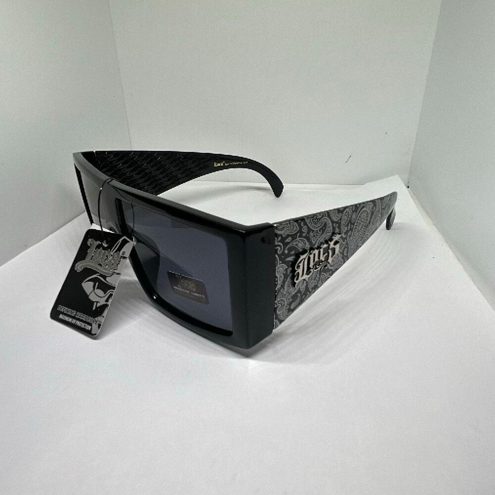 Locs Oversized Square Sunglasses UV400 Paisley Temple Design Bandanna